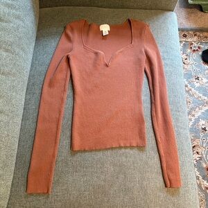 Rust Long Sleeve Knit Top